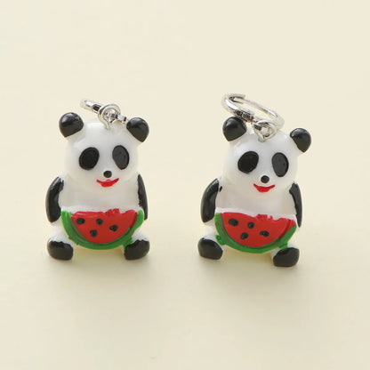 1 Piece Cute Simple Style Panda Watermelon Epoxy Resin Drop Earrings