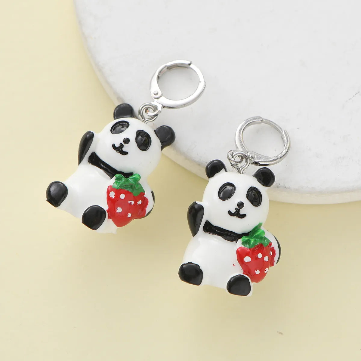 1 Piece Cute Simple Style Panda Watermelon Epoxy Resin Drop Earrings