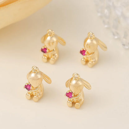 1 Piece Cute Simple Style Rabbit Copper Plating Inlay Pendant Jewelry Accessories