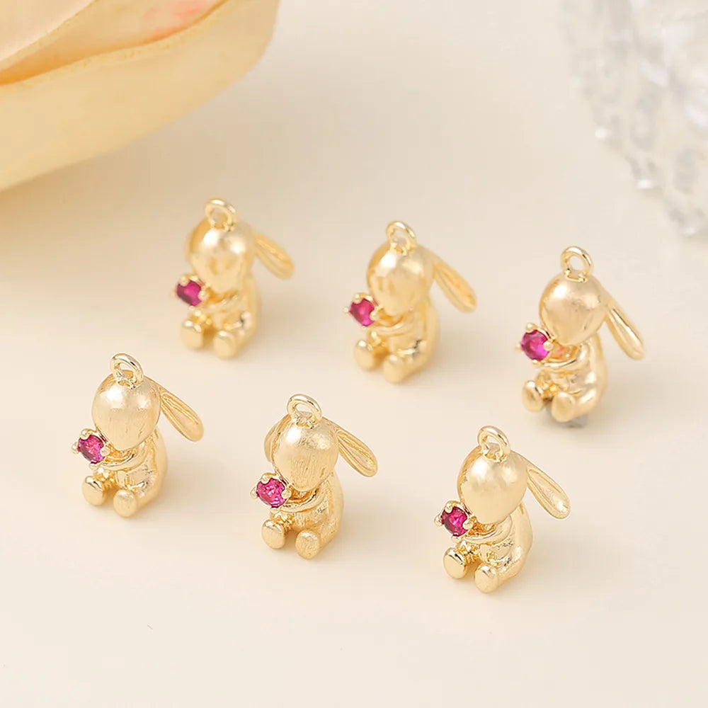 1 Piece Cute Simple Style Rabbit Copper Plating Inlay Pendant Jewelry Accessories