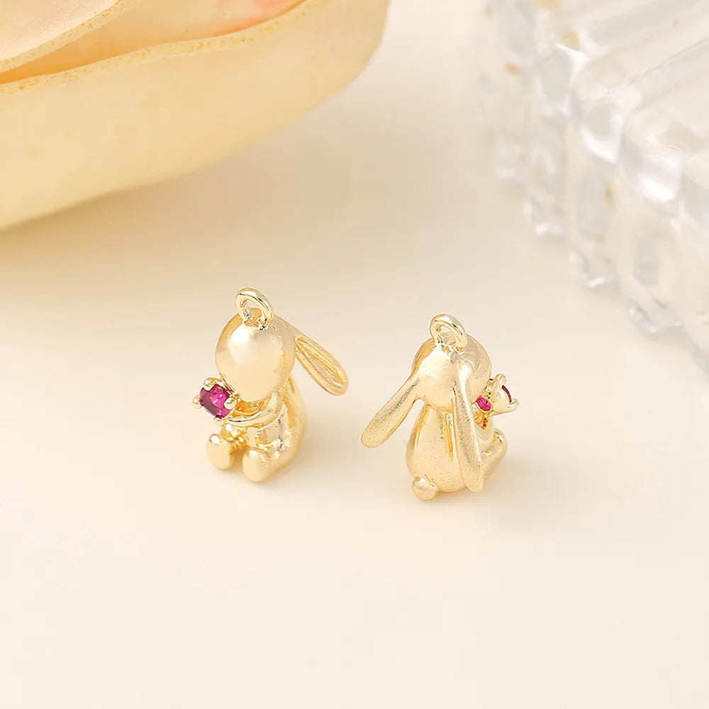 1 Piece Cute Simple Style Rabbit Copper Plating Inlay Pendant Jewelry Accessories