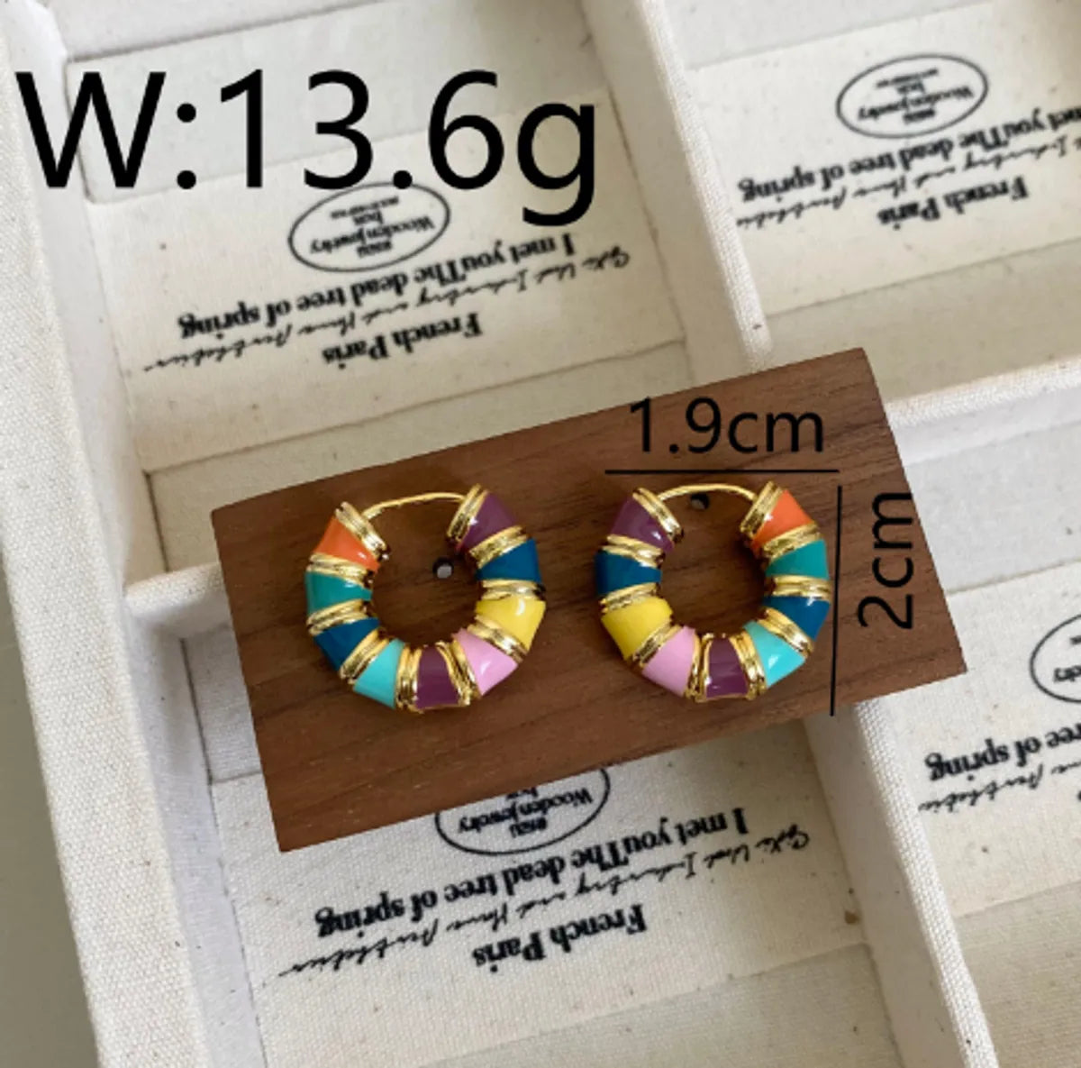 1 Piece Cute Sweet Commute V Shape Round Rainbow Enamel Lacquer Painting Copper 14K Gold Plated 18K Gold Plated Hoop Earrings Drop Earrings