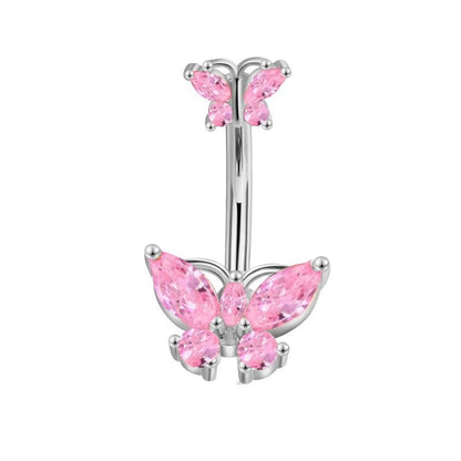 1 Piece Cute Sweet Letter Heart Shape Butterfly Plating Inlay Stainless Steel Zircon Navel Stud