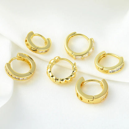 1 Piece Cute Sweet Round Plating Inlay Brass Zircon 18k Gold Plated Silver Plated Earrings