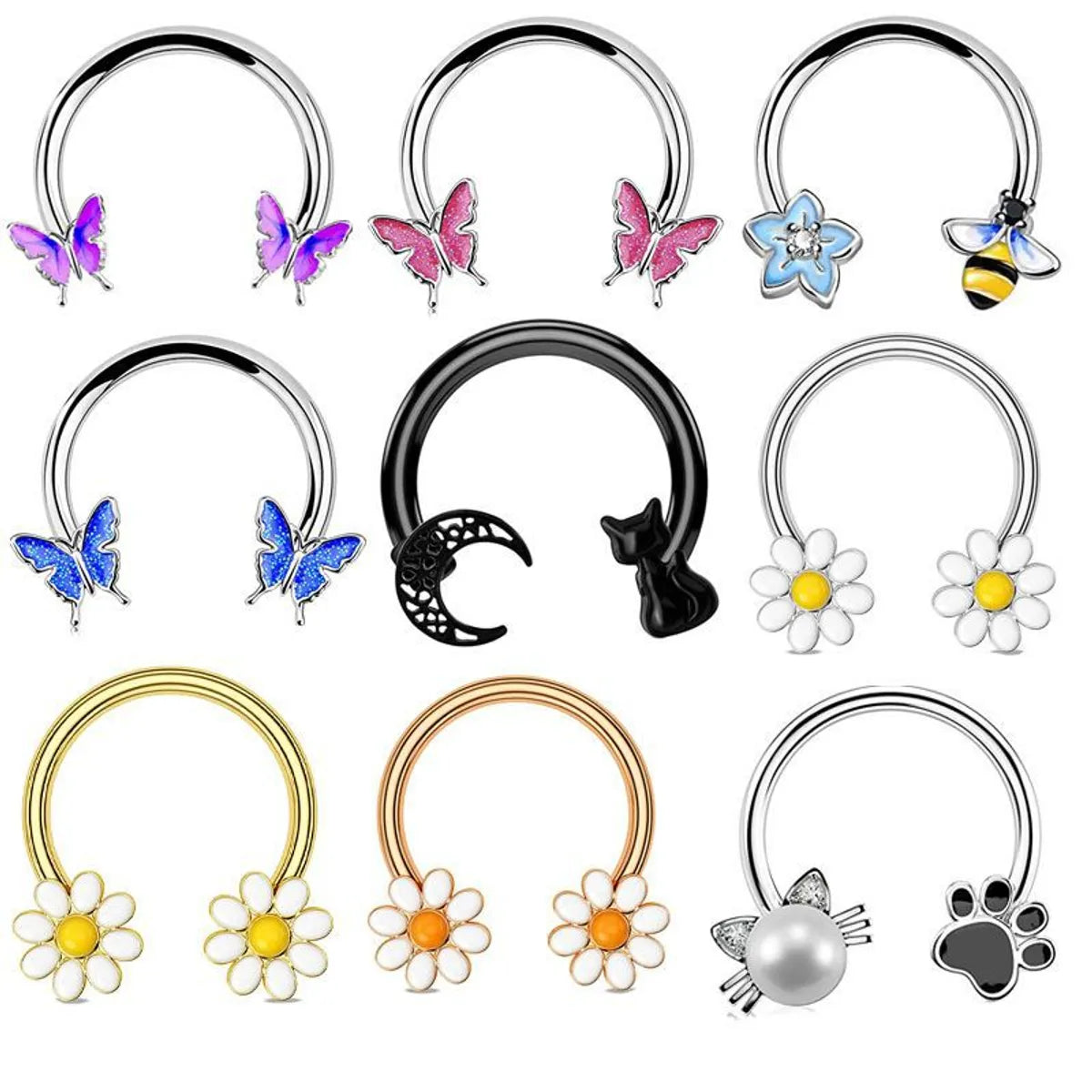 1 Piece Cute Sweet Star Enamel Plating Stainless Steel Copper Nose Ring