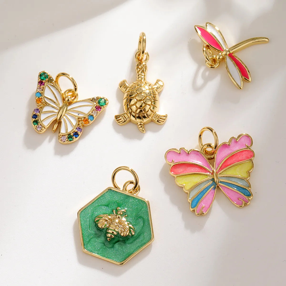 1 Piece Cute Tortoise Dragonfly Butterfly Copper Enamel Plating Jewelry Accessories