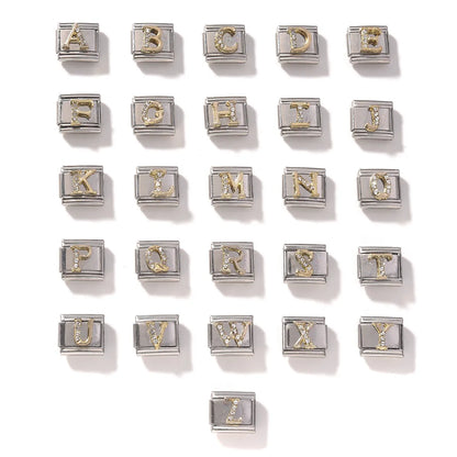 1 Piece Diameter 10mm 304 Stainless Steel Letter Beads