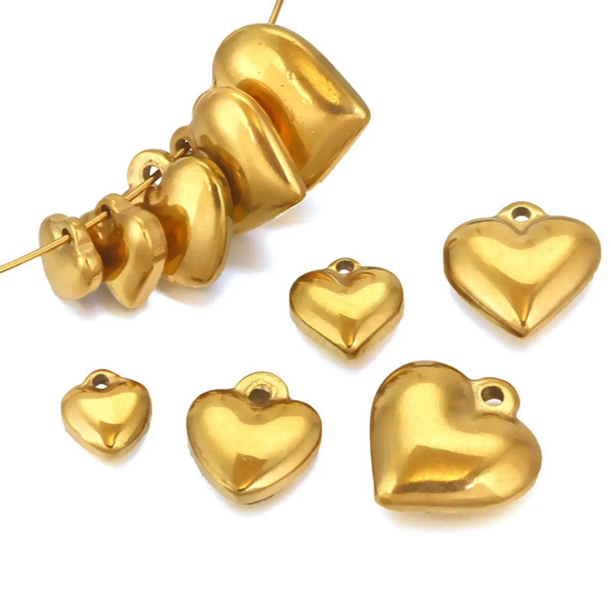 1 Piece Diameter 10mm Diameter 12mm Diameter 8mm 304 Stainless Steel 18K Gold Plated Heart Shape Pendant