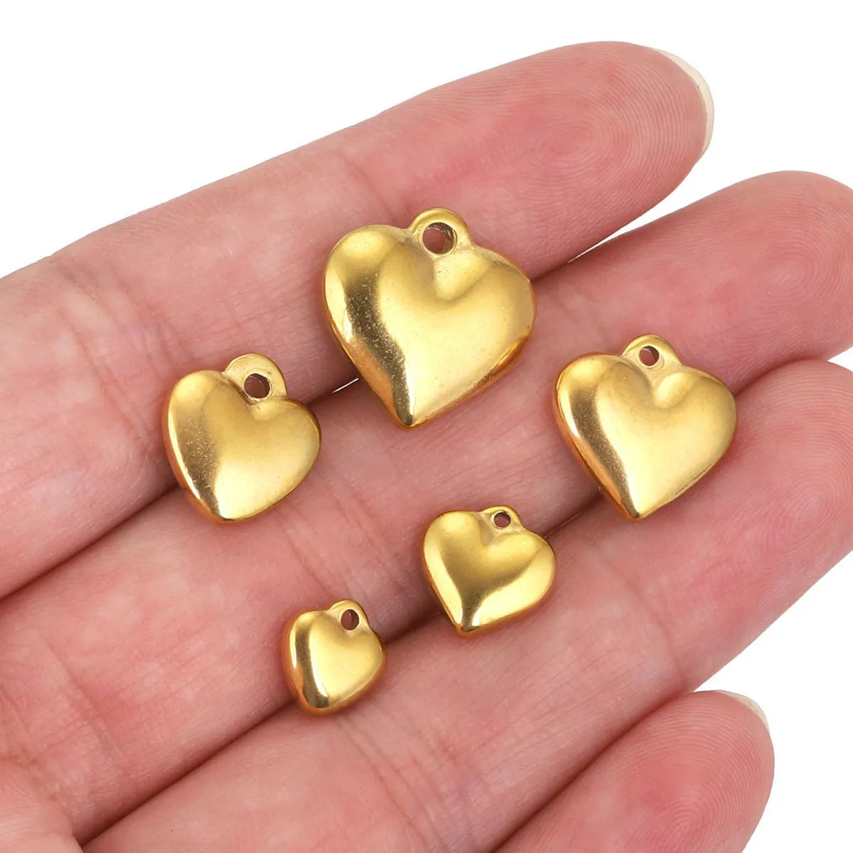 1 Piece Diameter 10mm Diameter 12mm Diameter 8mm 304 Stainless Steel 18K Gold Plated Heart Shape Pendant