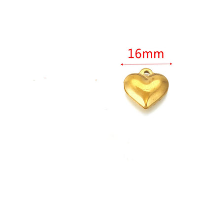 1 Piece Diameter 10mm Diameter 12mm Diameter 8mm 304 Stainless Steel 18K Gold Plated Heart Shape Pendant