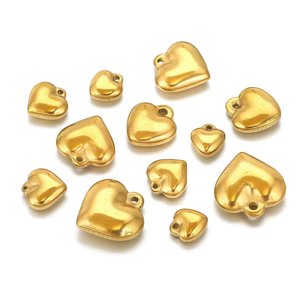 1 Piece Diameter 10mm Diameter 12mm Diameter 8mm 304 Stainless Steel 18K Gold Plated Heart Shape Pendant