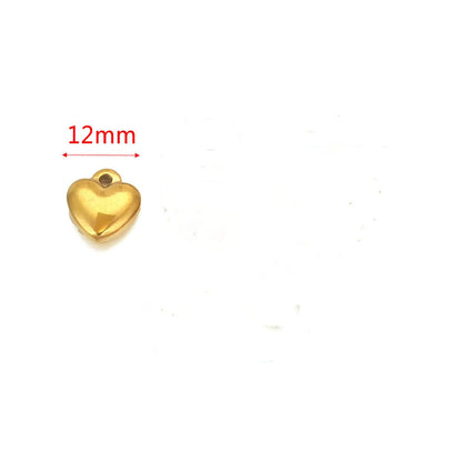 1 Piece Diameter 10mm Diameter 12mm Diameter 8mm 304 Stainless Steel 18K Gold Plated Heart Shape Pendant