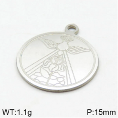 1 Piece Diameter 15mm Hole 2~2.9mm 304 Stainless Steel Cross Round Polished Pendant