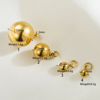 1 Piece Diameter 4mm Diameter 5mm Diameter 8mm Hole 2~2.9mm Stainless Steel 14K Gold Plated Ball Polished Pendant