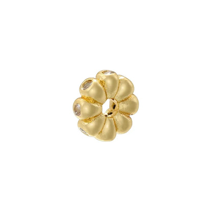 1 Piece Diameter 5mm Diameter 6 Mm Diameter 8mm Hole 1~1.9mm Hole 2~2.9mm Copper Zircon 18K Gold Plated Small Waist Petal Horse Eye Beads Spacer Bars