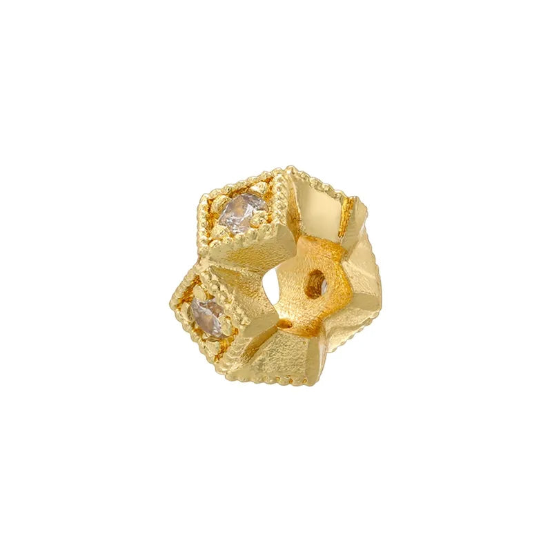 1 Piece Diameter 5mm Diameter 6 Mm Diameter 8mm Hole 1~1.9mm Hole 2~2.9mm Copper Zircon 18K Gold Plated Small Waist Petal Horse Eye Beads Spacer Bars