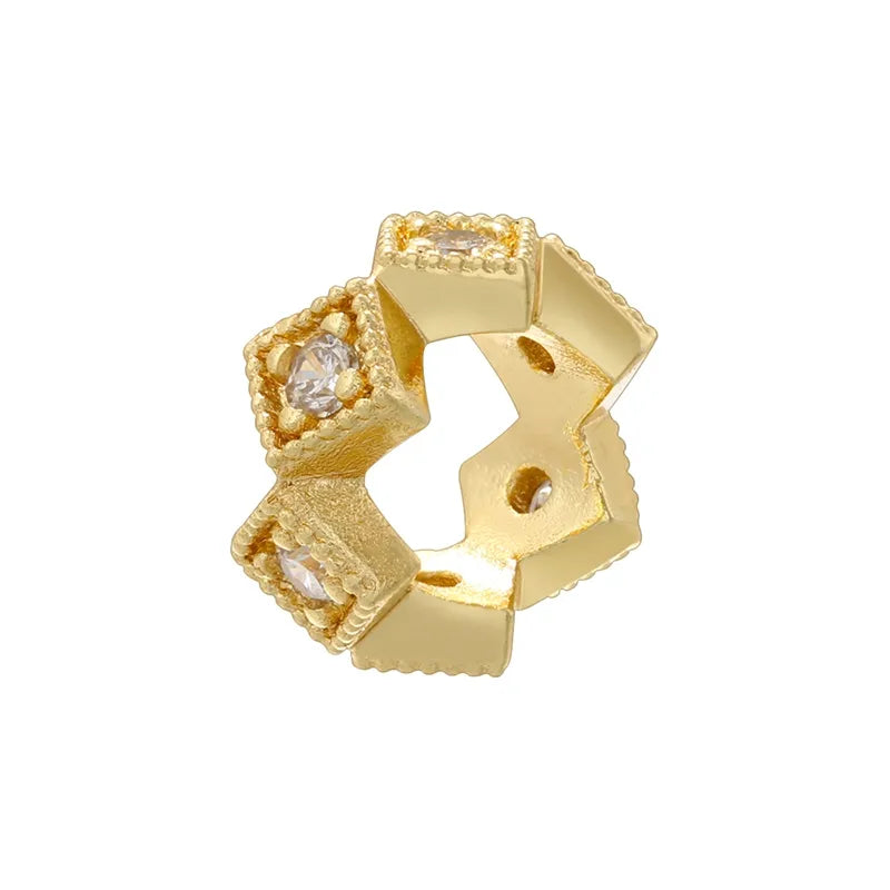 1 Piece Diameter 5mm Diameter 6 Mm Diameter 8mm Hole 1~1.9mm Hole 2~2.9mm Copper Zircon 18K Gold Plated Small Waist Petal Horse Eye Beads Spacer Bars