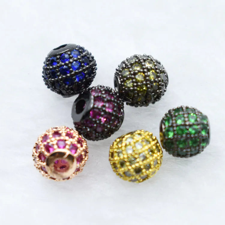 1 Piece Diameter 6 Mm Copper Zircon Ball Beads