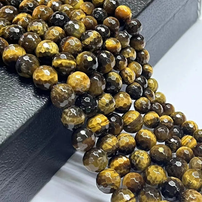 1 Piece Diameter 6 Mm Diameter 8mm 1.2-1.5 Beaded Natural Stone Tiger Eye Yellow Tiger Eyes Round Galaxy Planet Polished Beads