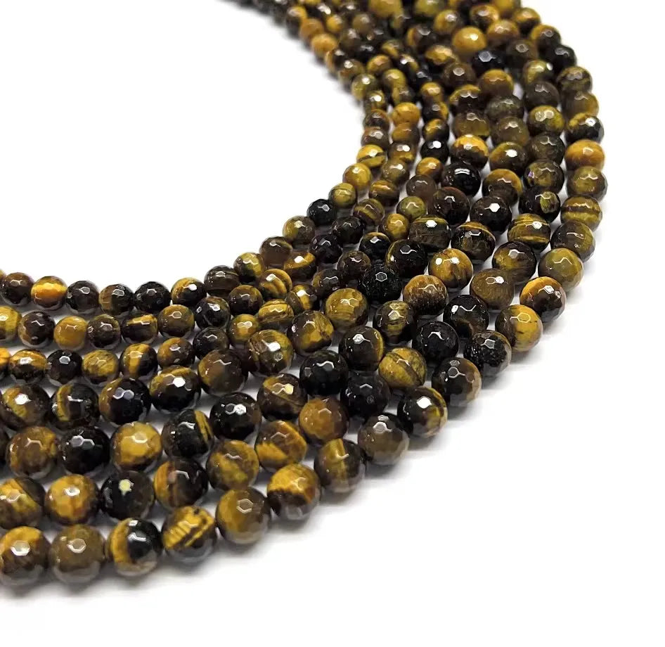 1 Piece Diameter 6 Mm Diameter 8mm 1.2-1.5 Beaded Natural Stone Tiger Eye Yellow Tiger Eyes Round Galaxy Planet Polished Beads