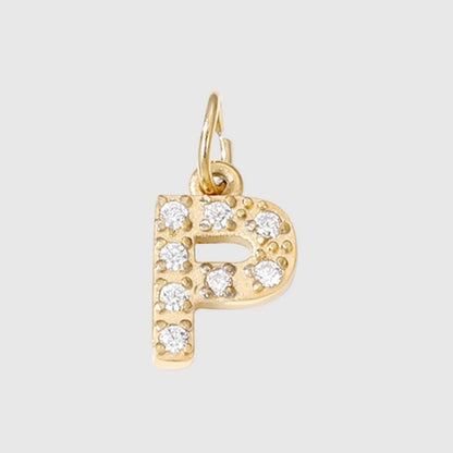 1 Piece Diameter 8mm 304 Stainless Steel Zircon 14K Gold Plated Letter Polished Pendant