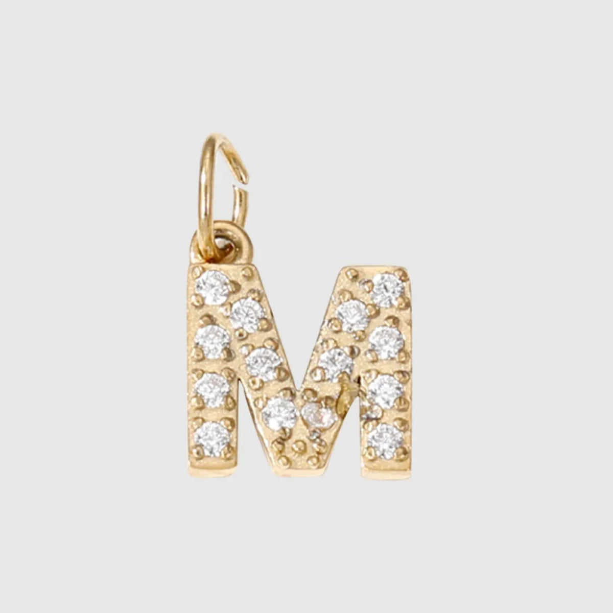 1 Piece Diameter 8mm 304 Stainless Steel Zircon 14K Gold Plated Letter Polished Pendant