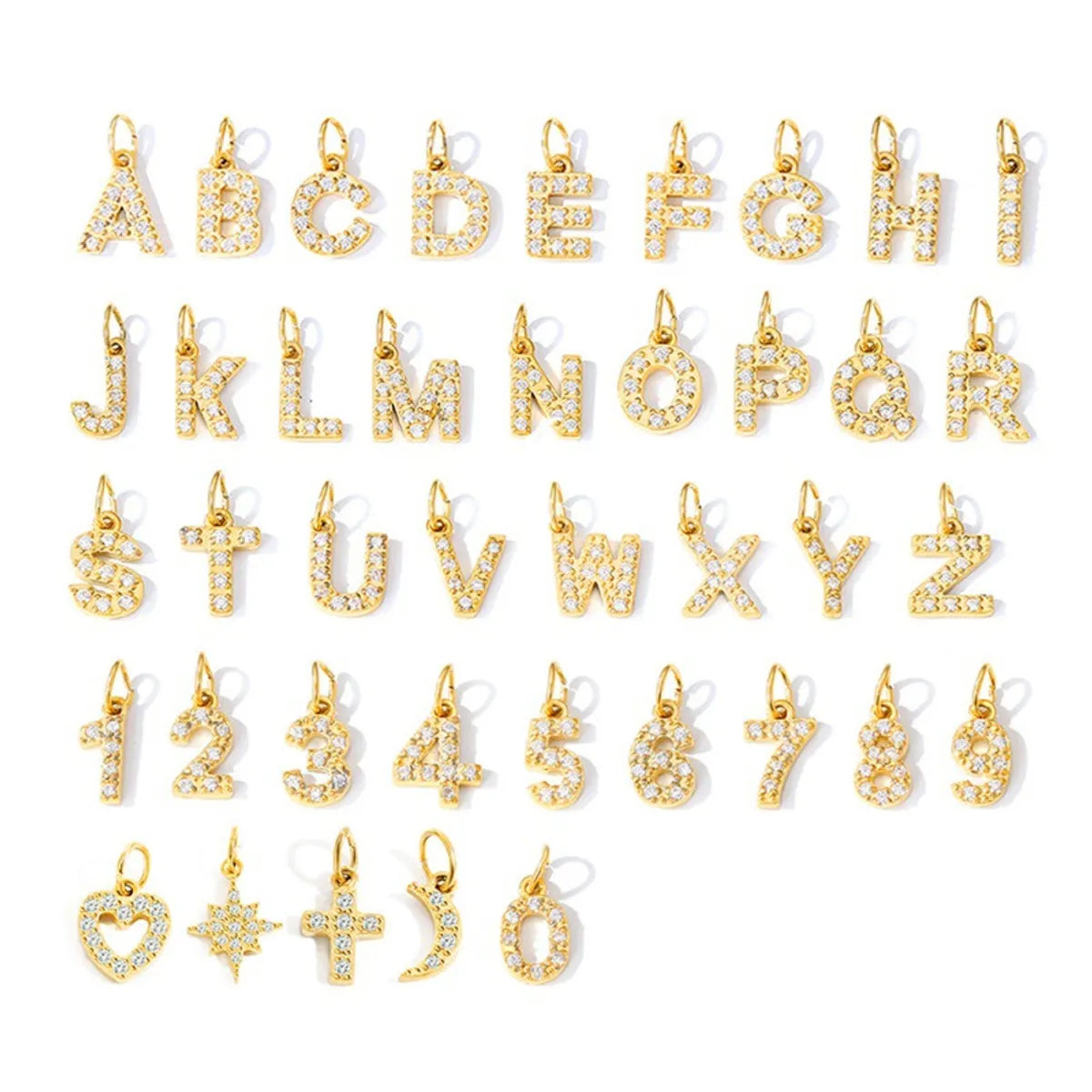 1 Piece Diameter 8mm 304 Stainless Steel Zircon 14K Gold Plated Letter Polished Pendant