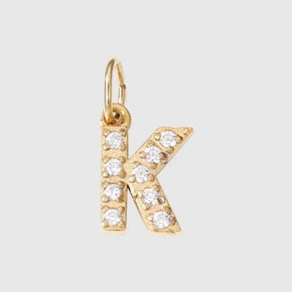 1 Piece Diameter 8mm 304 Stainless Steel Zircon 14K Gold Plated Letter Polished Pendant