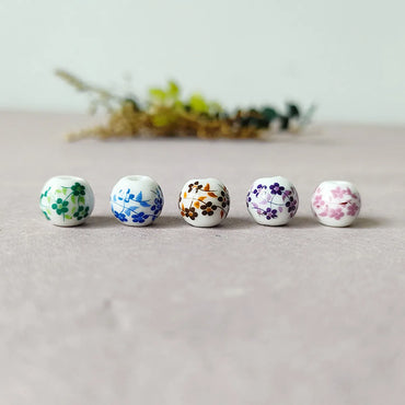 1 Piece Diameter 8mm Ceramics Floral Beads