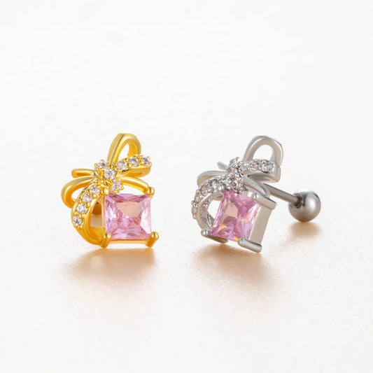 1 Piece Ear Cartilage Rings & Studs Casual Classic Style Color Block Copper Inlay Zircon Ear Cartilage Rings & Studs