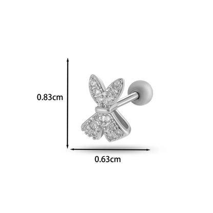 1 Piece Ear Cartilage Rings & Studs Casual Classic Style Korean Style Butterfly Bow Knot Copper Inlay Zircon