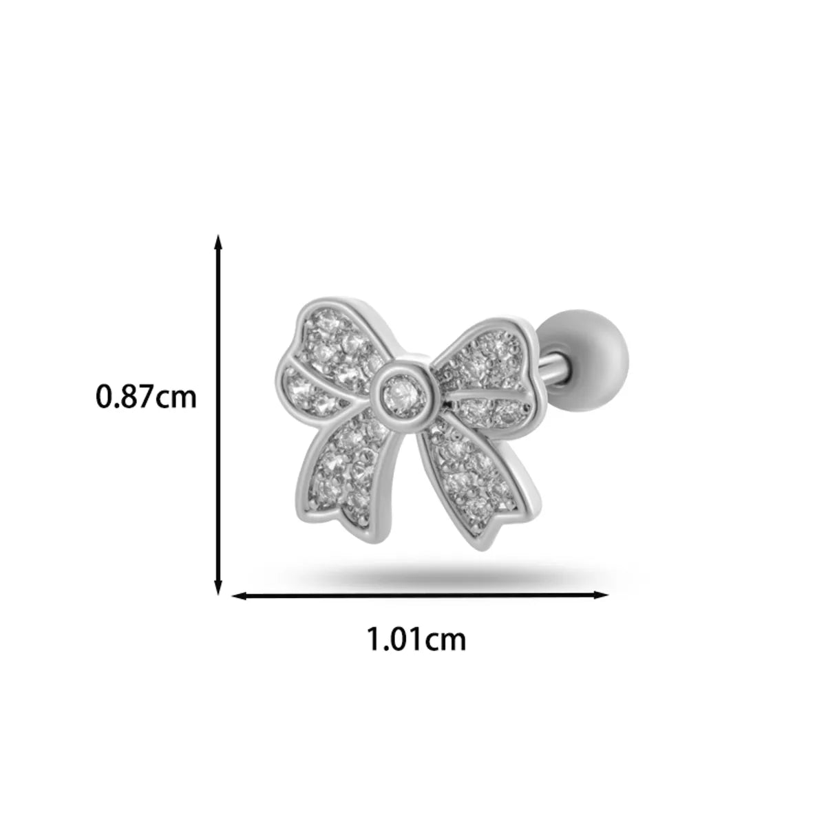 1 Piece Ear Cartilage Rings & Studs Casual Classic Style Korean Style Butterfly Bow Knot Copper Inlay Zircon