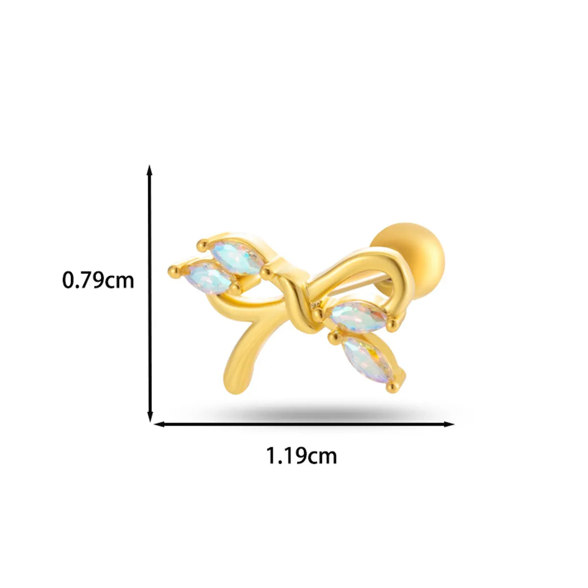 1 Piece Ear Cartilage Rings & Studs Casual Classic Style Korean Style Butterfly Bow Knot Copper Inlay Zircon