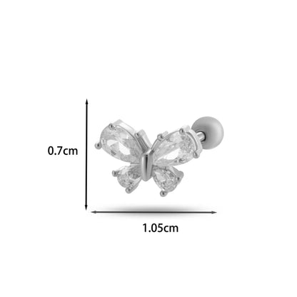 1 Piece Ear Cartilage Rings & Studs Casual Classic Style Korean Style Butterfly Bow Knot Copper Inlay Zircon