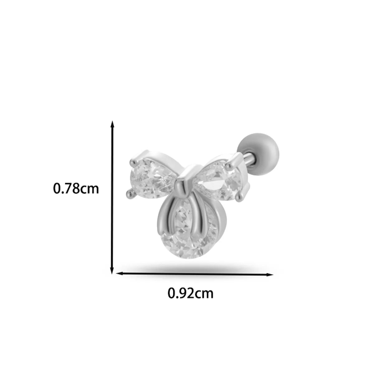 1 Piece Ear Cartilage Rings & Studs Casual Classic Style Korean Style Butterfly Bow Knot Copper Inlay Zircon