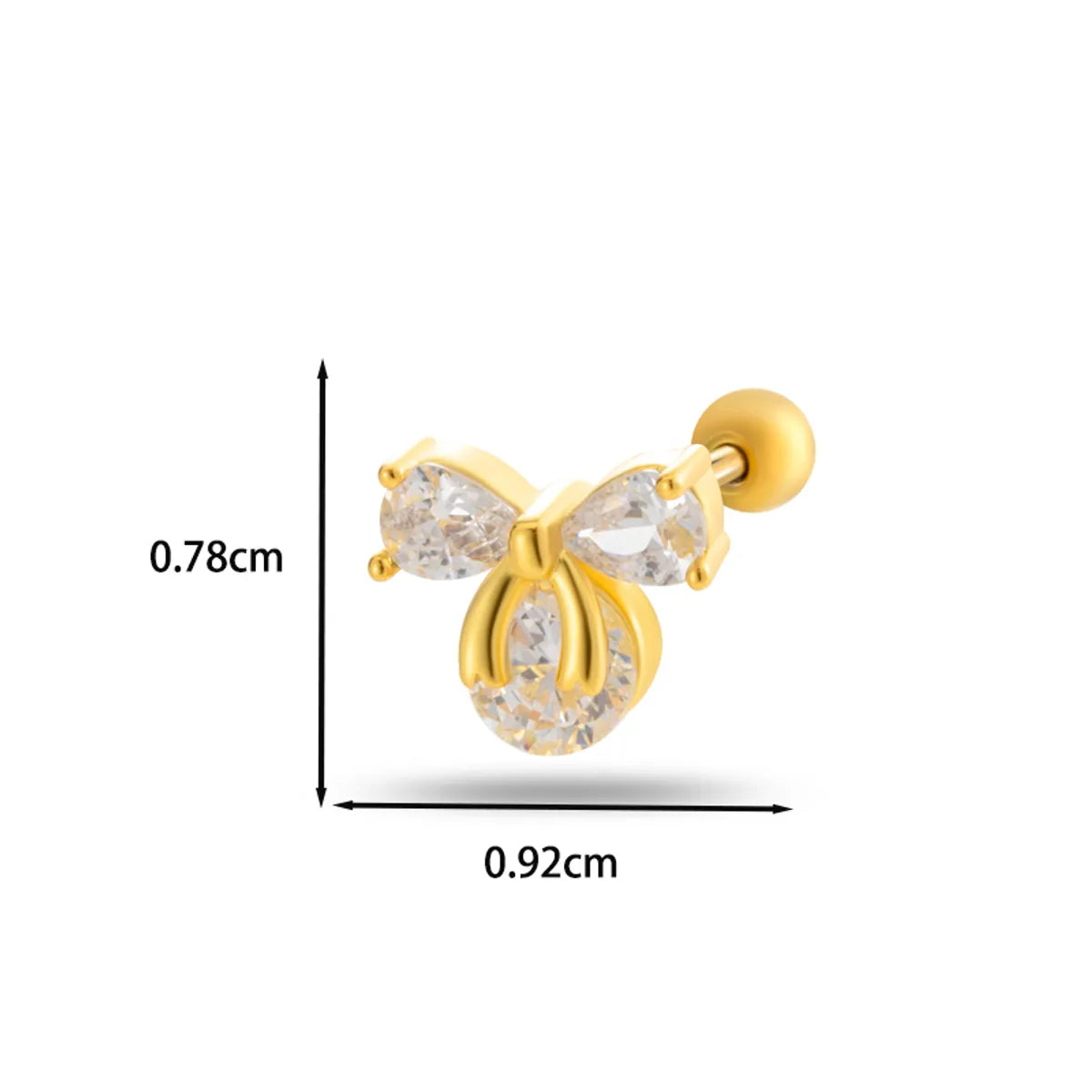 1 Piece Ear Cartilage Rings & Studs Casual Classic Style Korean Style Butterfly Bow Knot Copper Inlay Zircon