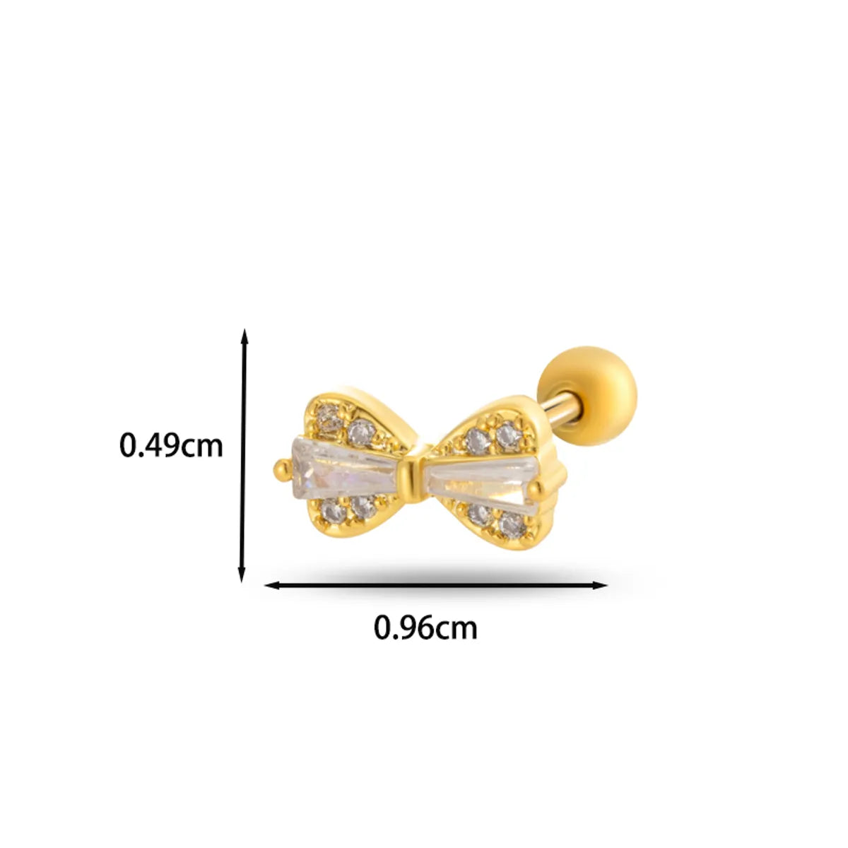 1 Piece Ear Cartilage Rings & Studs Casual Classic Style Korean Style Butterfly Bow Knot Copper Inlay Zircon