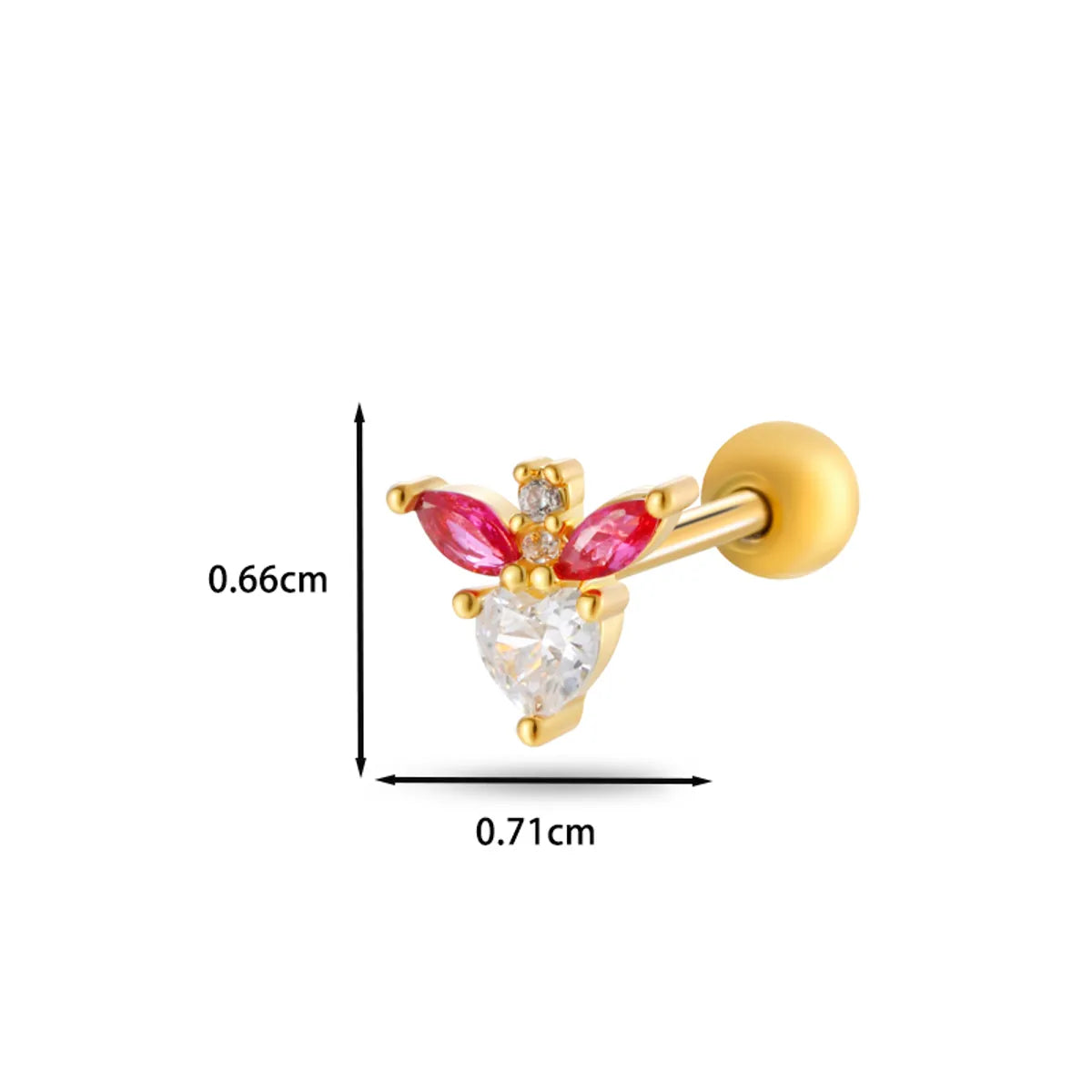 1 Piece Ear Cartilage Rings & Studs Casual Classic Style Korean Style Flower Bow Knot Copper Inlay Zircon