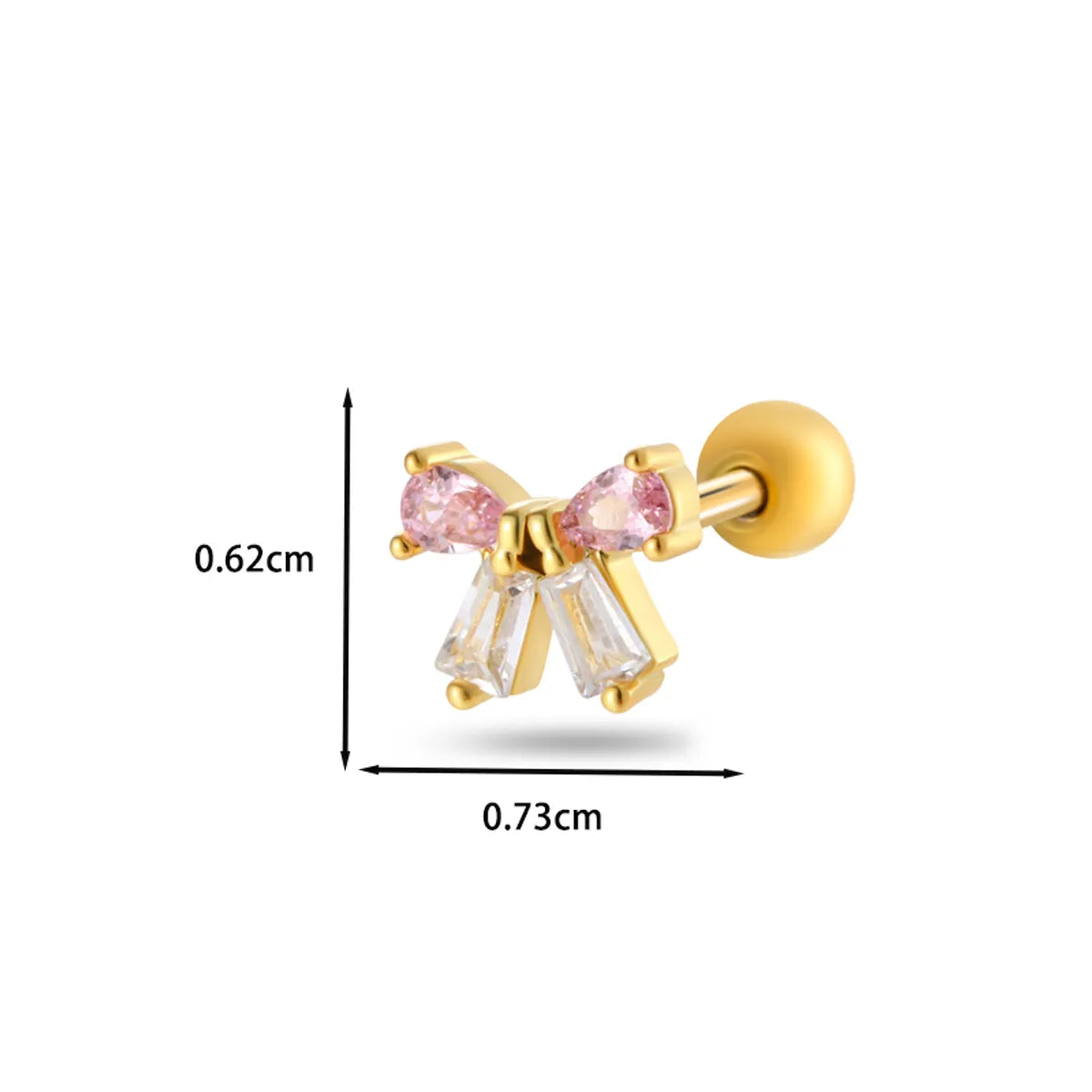 1 Piece Ear Cartilage Rings & Studs Casual Classic Style Korean Style Flower Bow Knot Copper Inlay Zircon