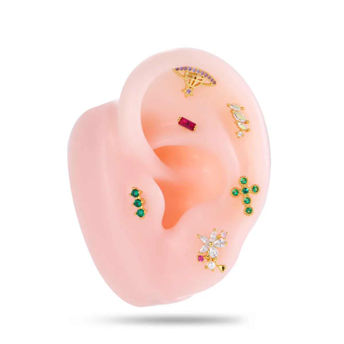 1 Piece Ear Cartilage Rings & Studs Casual Classic Style Korean Style Flower Bow Knot Copper Inlay Zircon