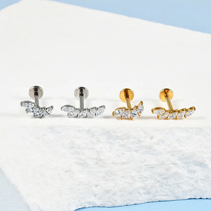 1 Piece Ear Cartilage Rings & Studs Casual Elegant Shiny Solid Color 304 Stainless Steel Plating Inlay Zircon 18K Gold Plated Ear Cartilage Rings & Studs