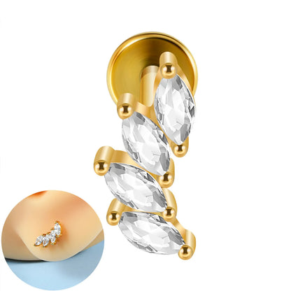 1 Piece Ear Cartilage Rings & Studs Casual Elegant Shiny Solid Color 304 Stainless Steel Plating Inlay Zircon 18K Gold Plated Ear Cartilage Rings & Studs