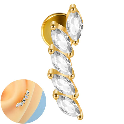 1 Piece Ear Cartilage Rings & Studs Casual Elegant Shiny Solid Color 304 Stainless Steel Plating Inlay Zircon 18K Gold Plated Ear Cartilage Rings & Studs