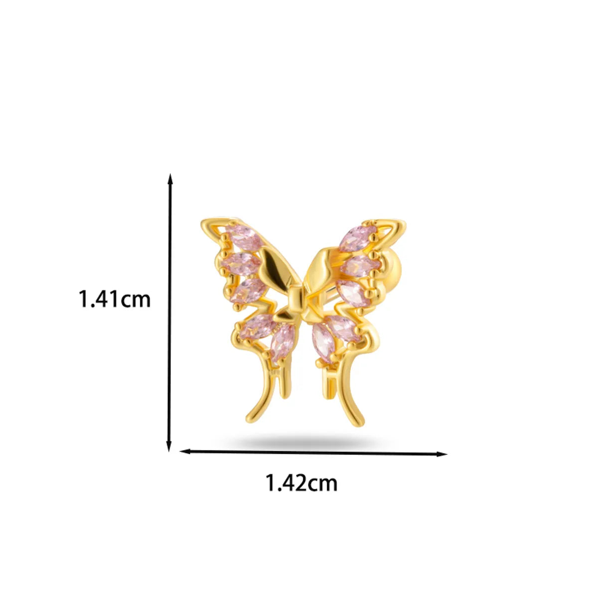 1 Piece Ear Cartilage Rings & Studs Casual French Style Korean Style Heart Shape Butterfly Copper Inlay Zircon