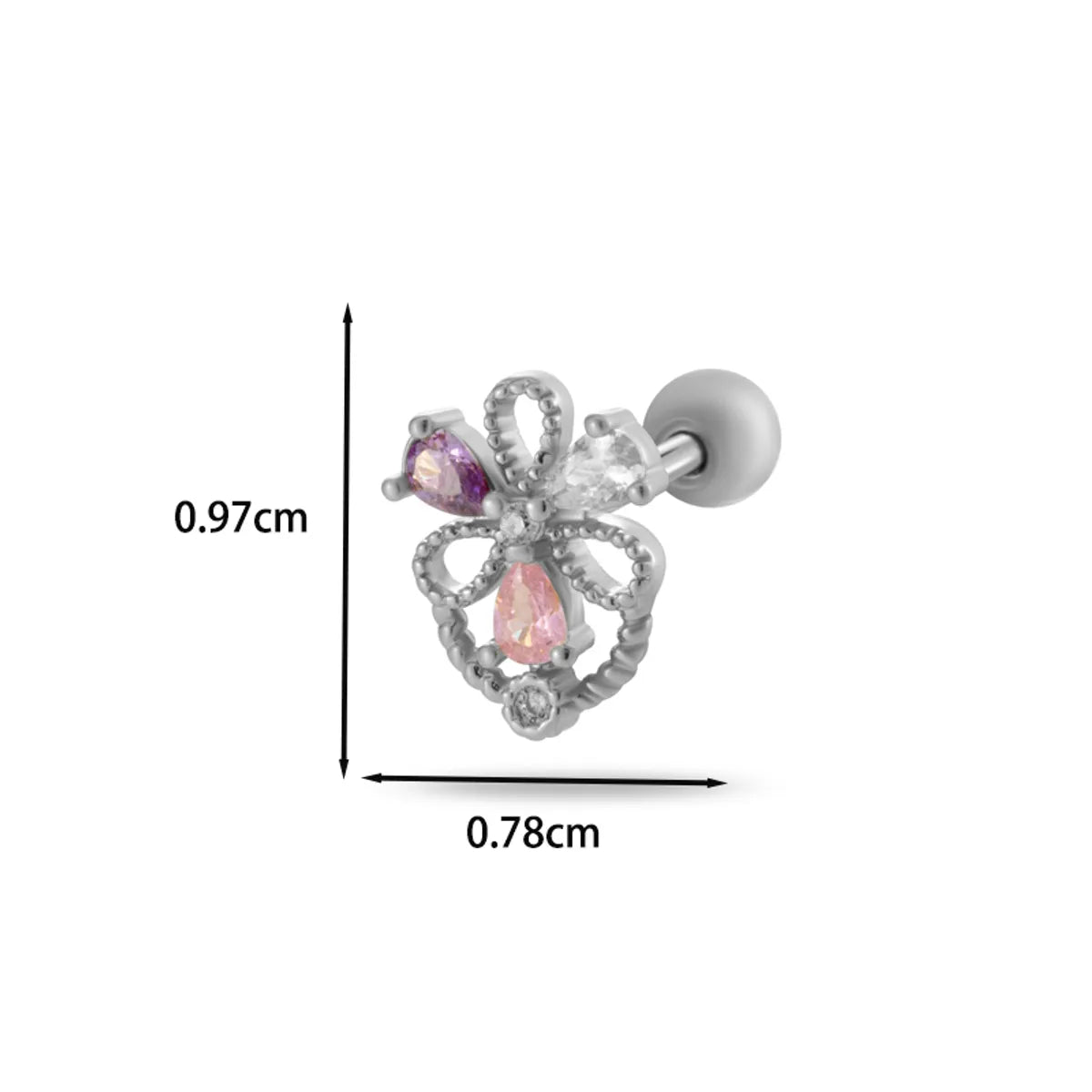 1 Piece Ear Cartilage Rings & Studs Casual French Style Korean Style Heart Shape Butterfly Copper Inlay Zircon