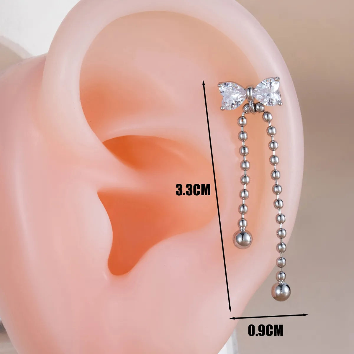 1 Piece Ear Cartilage Rings & Studs Casual Simple Style Bow Knot Copper Inlay Zircon Ear Cartilage Rings & Studs