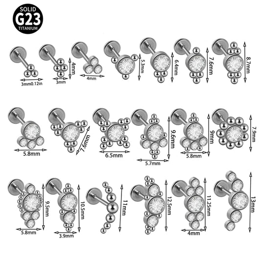 1 Piece Ear Cartilage Rings & Studs Casual Simple Style Commute Geometric G23 Titanium Inlay Zircon Lip Rings Ear Cartilage Rings & Studs