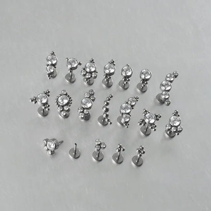 1 Piece Ear Cartilage Rings & Studs Casual Simple Style Commute Geometric G23 Titanium Inlay Zircon Lip Rings Ear Cartilage Rings & Studs