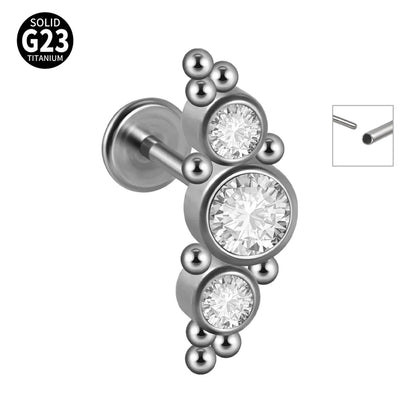 1 Piece Ear Cartilage Rings & Studs Casual Simple Style Commute Geometric G23 Titanium Inlay Zircon Lip Rings Ear Cartilage Rings & Studs