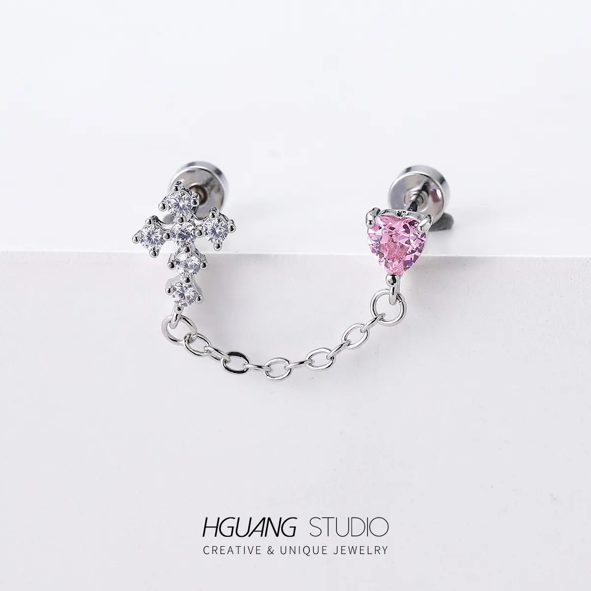 1 Piece Ear Cartilage Rings & Studs Casual Simple Style Heart Shape Crown Spider Titanium Steel Copper Inlay Zircon Ear Cartilage Rings & Studs